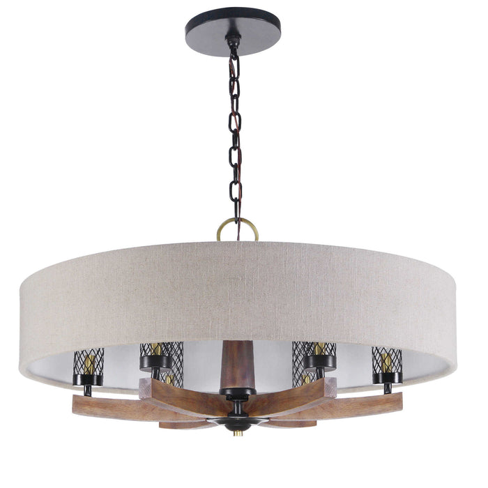 Woodall - 6 Light Drum Chandelier - Light Brown