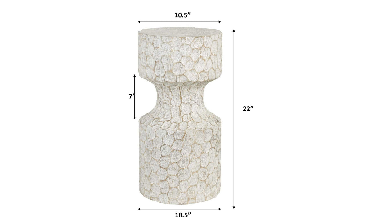 Whittled - Accent Table - White / Woodtone