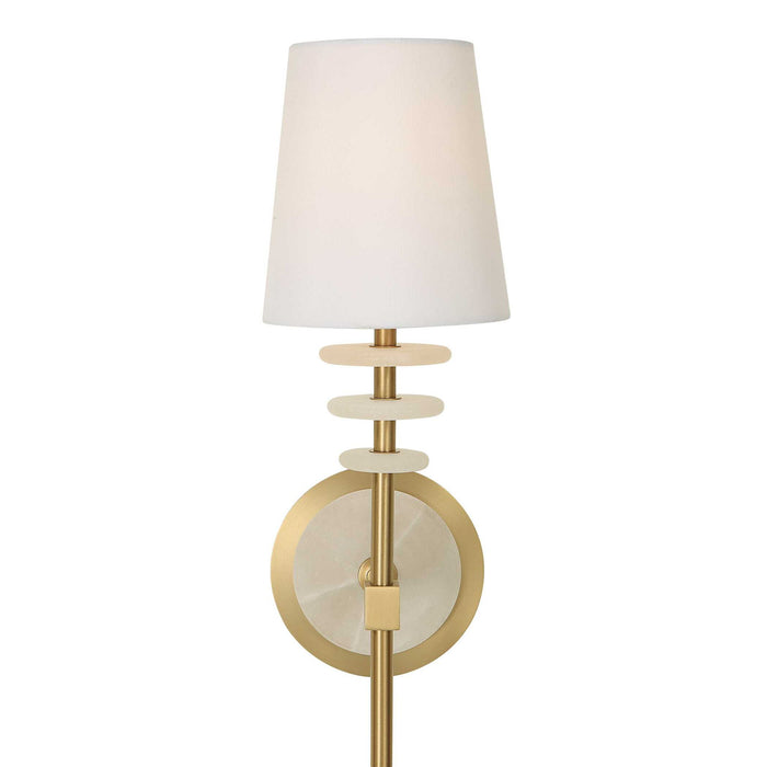 Alabaster Torch - 1 Light Sconce - Brass / White