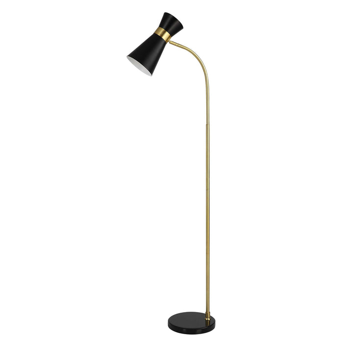 Floor Lamp With Marble Foot - Black & Gold