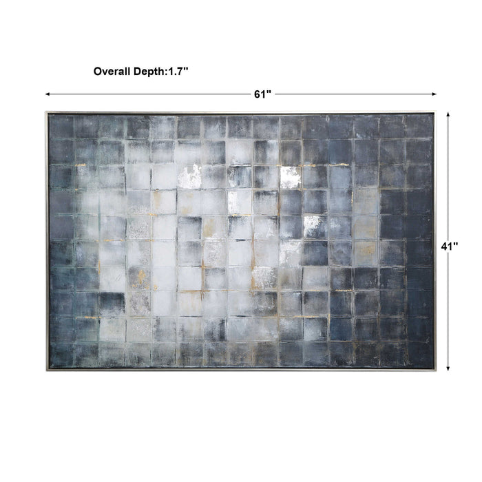 Graphs - Hand Painted Canvas - Blue / Gold / Gray