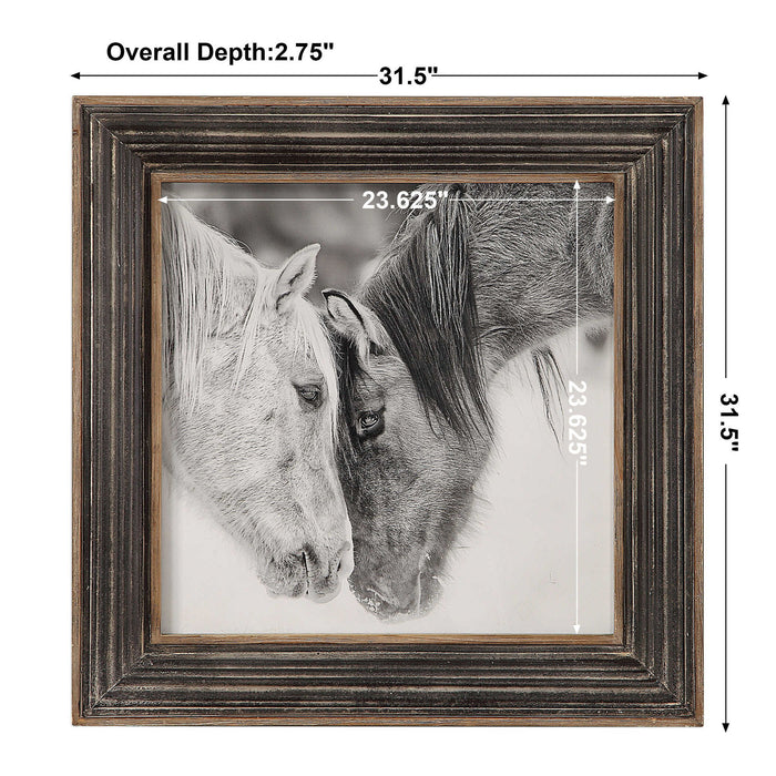 Custom Black And White Horses - Print - Dark Brown