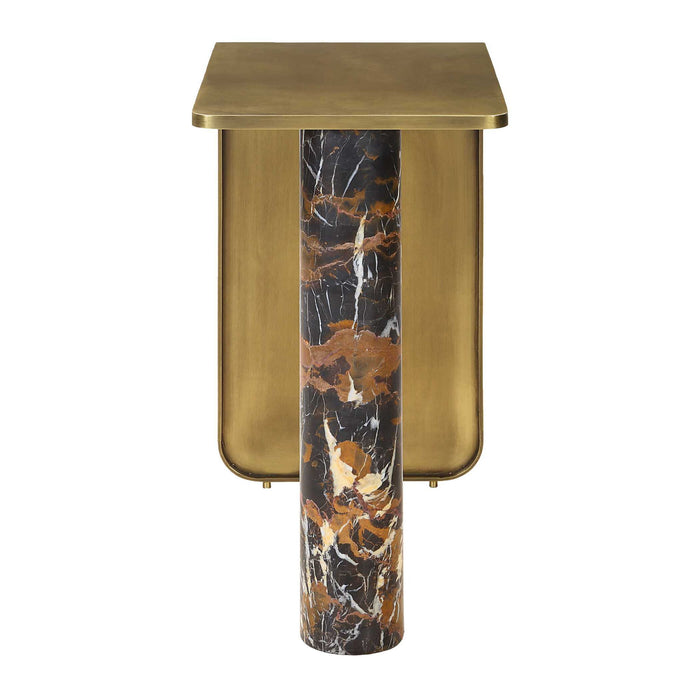 Pillar of Strength - Accent Table - Black / Brass / Brown