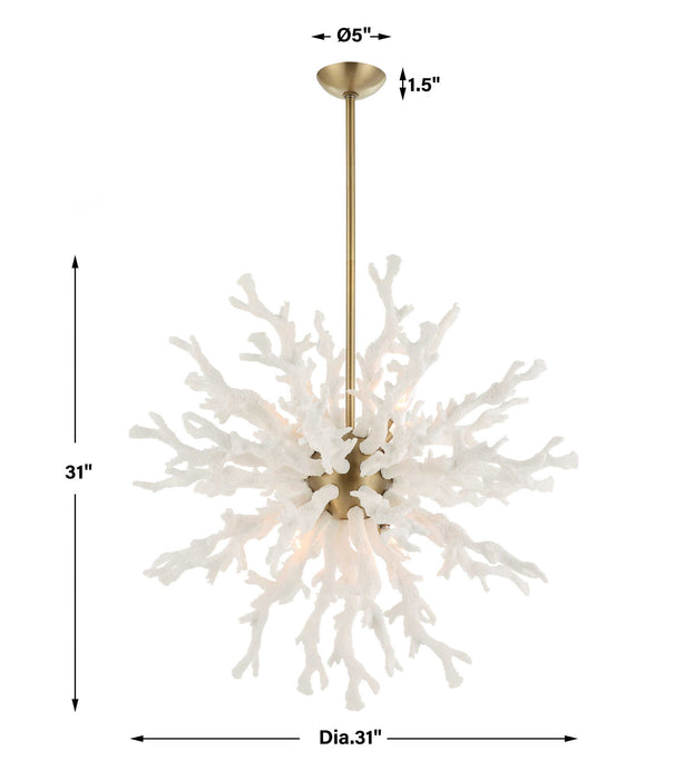 Coral Reef - 8 Light Pendant - Brass