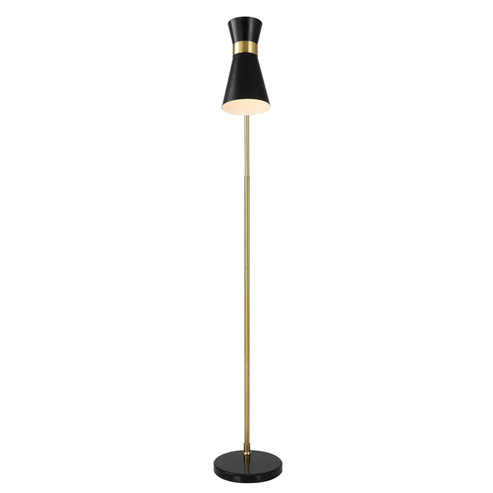 Floor Lamp With Marble Foot - Black & Gold