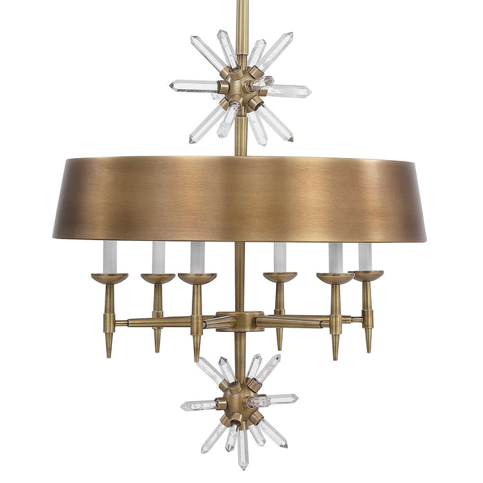 Star Quartz - 6 Light Pendant - Antique Brass