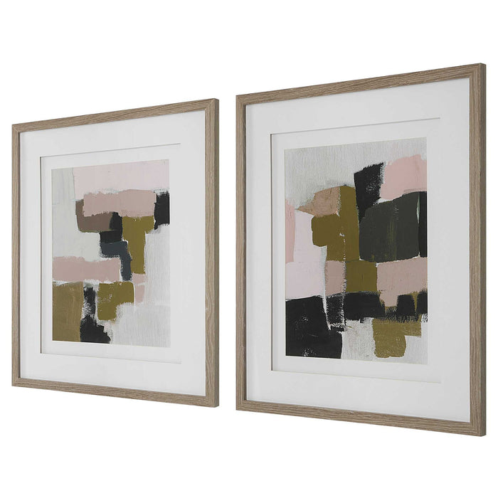 Color Block - Framed Prints (Set of 2) - Light Brown