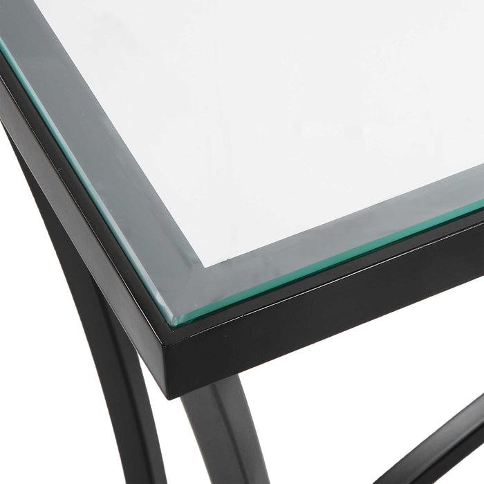 Alayna - Metal & Glass Console Table - Black