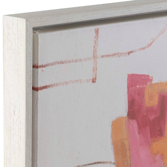 She Came For The View - Framed Canvas - Brown / Orange / Pink