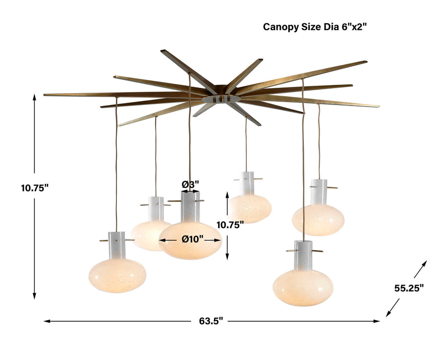 Superstar - 6 Light Pendant - Brass / White