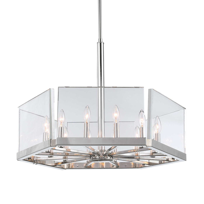 Crystal Ingot - 12 Light Pendant - Nickel / Silver