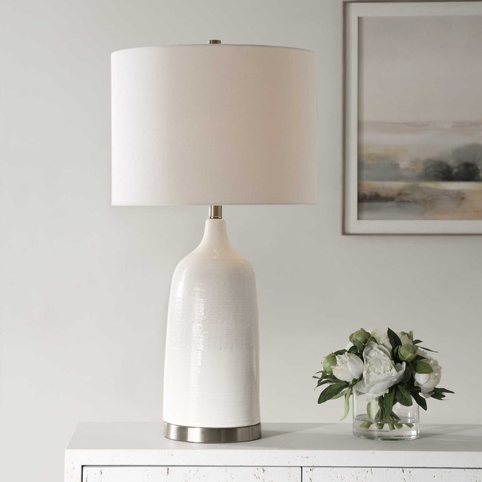 Ceramic & Fabric Table Lamp - White