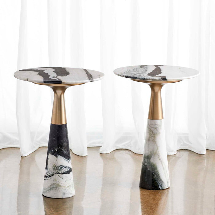 Panda - Accent Table - Black / Brass / White
