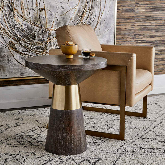 Flute - Accent Table - Gold / Woodtone