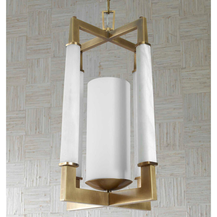 Alabaster Temple - 1 Light Pendant - Brass / White