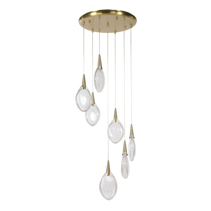 Deluge - 7 Light LED Pendant - Brass