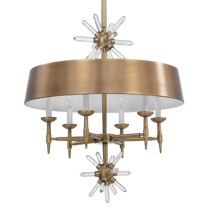 Star Quartz - 6 Light Pendant - Antique Brass