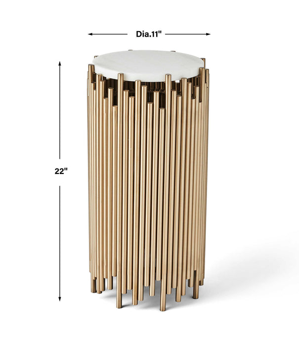 Pipe Dream - Accent Table - Brass / White