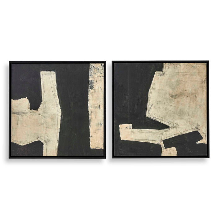 Transformation - Framed Canvases (Set of 2) - Black / Brown / Gray