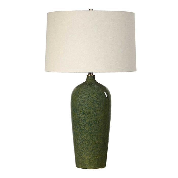 Table Lamp - Dark Green & Beige