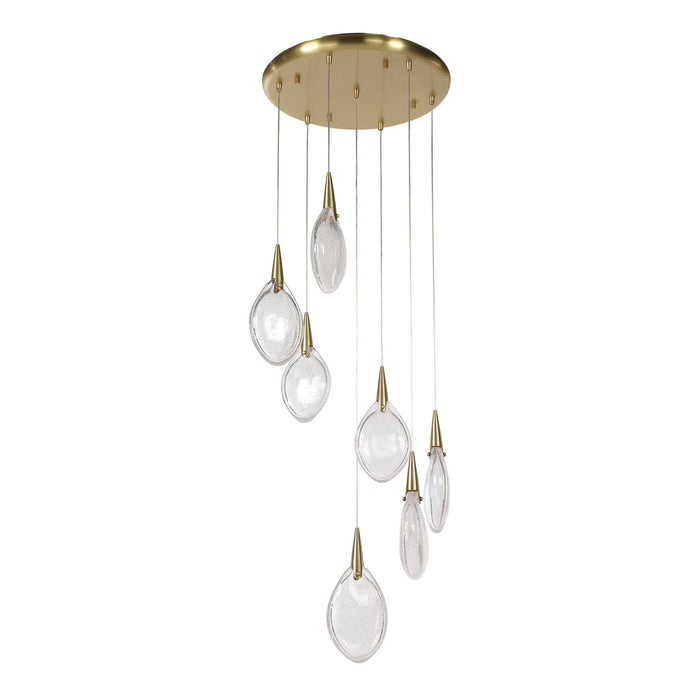 Deluge - 7 Light LED Pendant - Brass