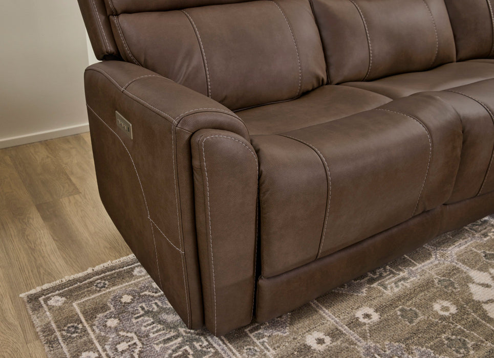 Carter Cappuccino Fabric Power Reclining Sectional with Power Headrests & Lumbar