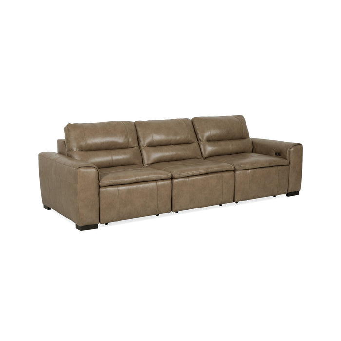 Graham River Leather Power Sliding Sectional