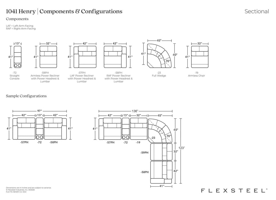Henry Leather Power Reclining Sectional with Power Headrests & Lumbar
