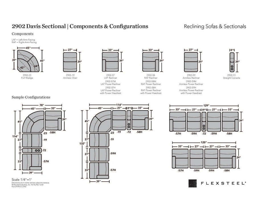Davis Fabric Power Reclining Sectional with Power Headrests