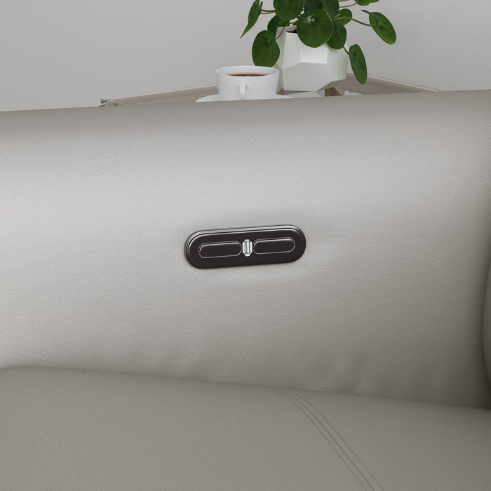 Aurora Ash Leather Power Reclining Sectional with Power Headrests