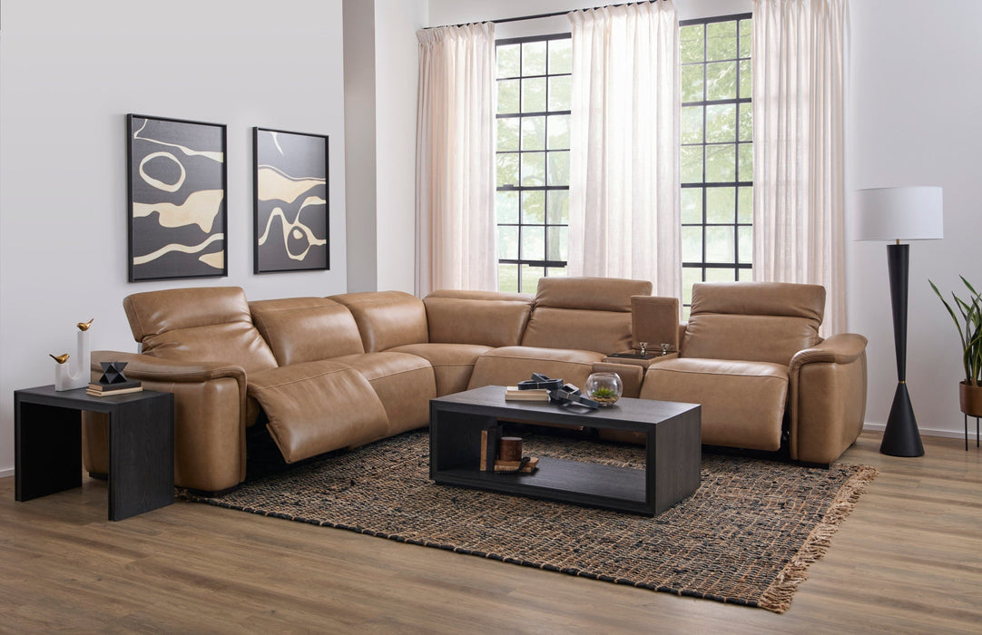 Camden Dusty Taupe Leather Power Reclining Sectional with Power Headrest