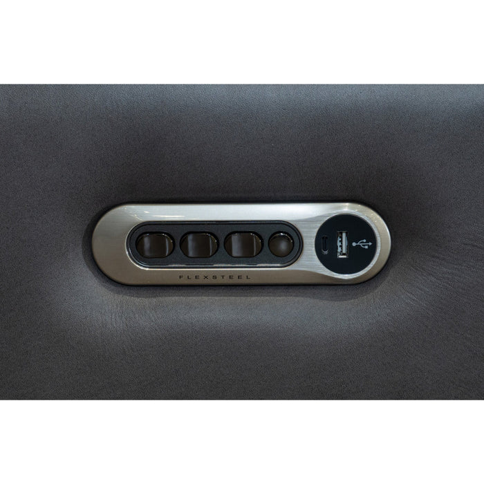 Wyatt Gunmetal Leather Power Reclining Sectional with Power Headrest & Lumbar