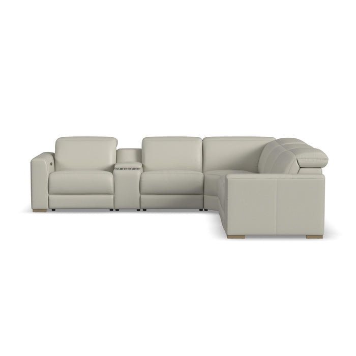 Aurora Coconut Milk Leather Power Reclining Sectional with Power Headrests