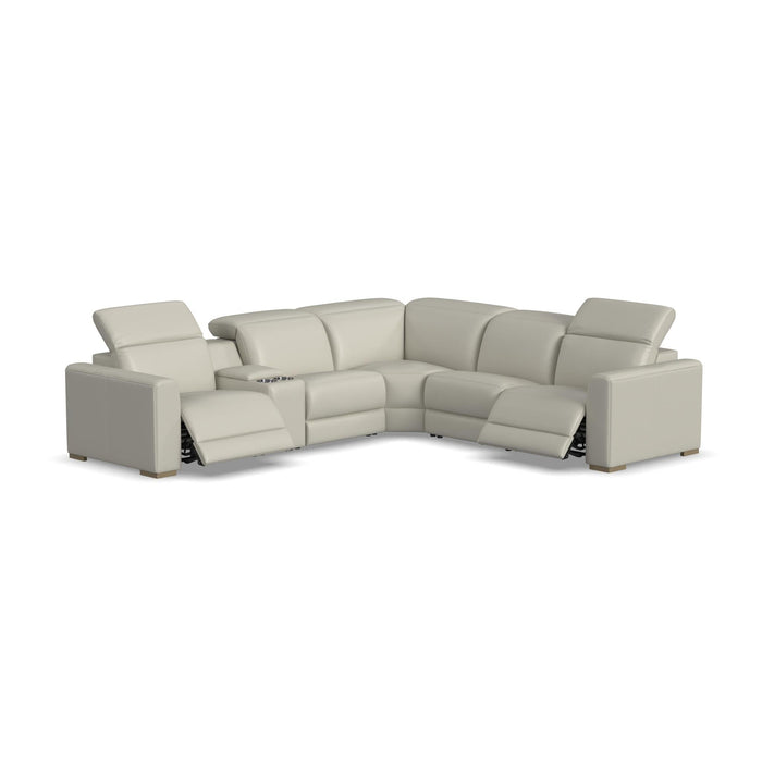 Aurora Coconut Milk Leather Power Reclining Sectional with Power Headrests