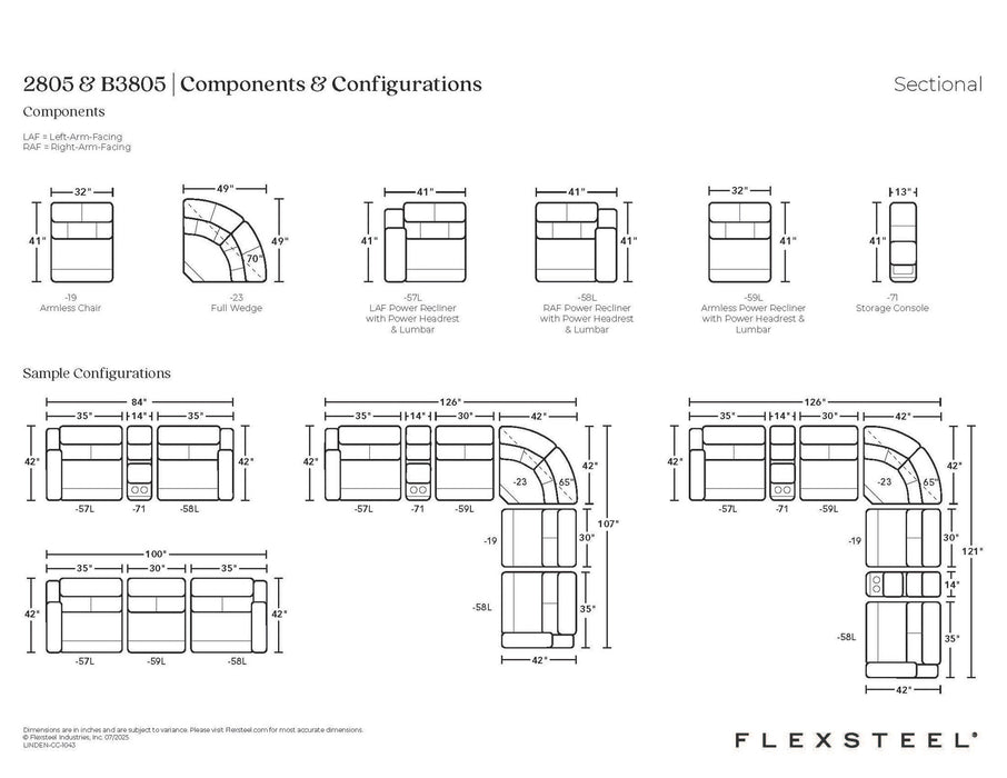 Score Fabric Power Reclining Sectional with Power Headrest & Lumbar