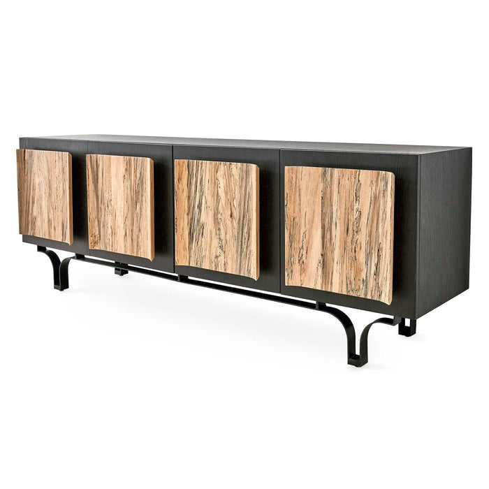 Curves Ahead - 4 Door Cabinet - Black / Woodtone
