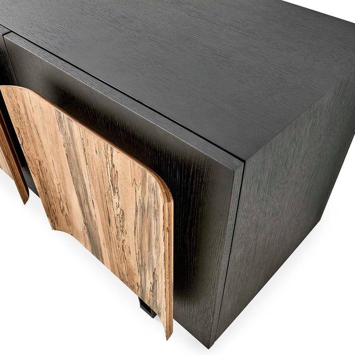 Curves Ahead - 4 Door Cabinet - Black / Woodtone