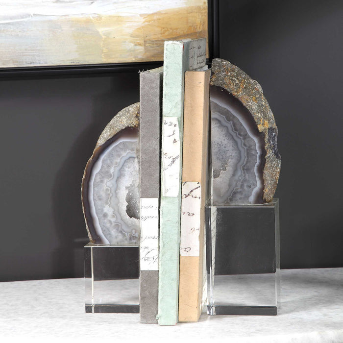 Amiya - Bookends (Set of 2) - Blue / Gray / White