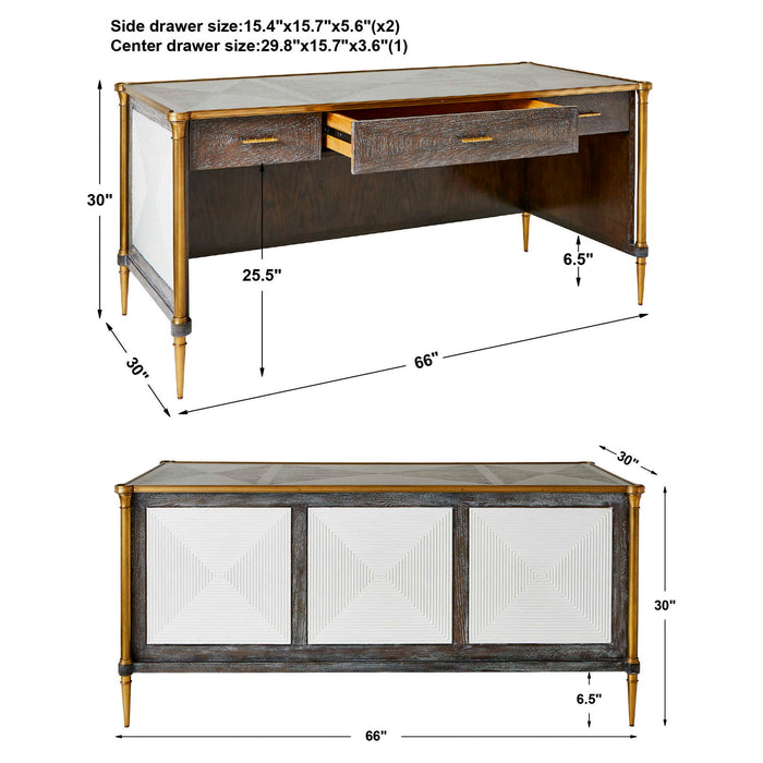 Let It Drop - Desk - Brown / Gold / White