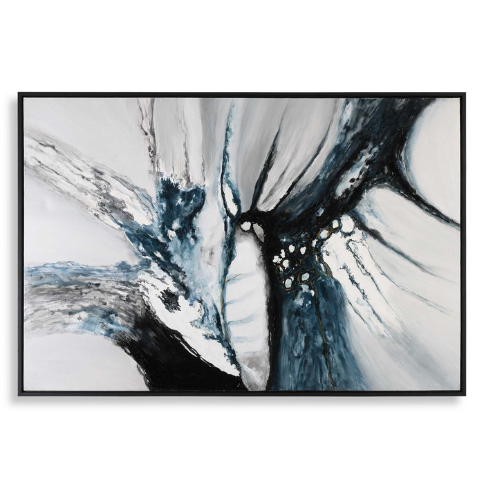 Go With The Flow - Hand Painted Canvas - Black / Blue / Gray