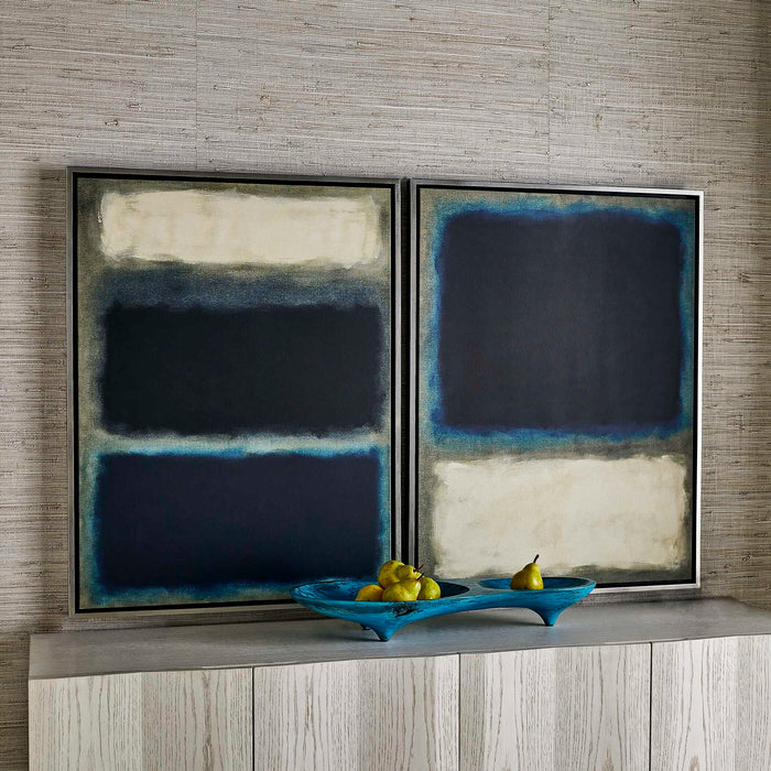 Solstice 1 - Framed Canvas - Black / Blue / Gray