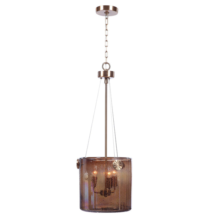 Golden Iridescent Pendant, 3 Light Pendant - Brass / Bronze / Gold