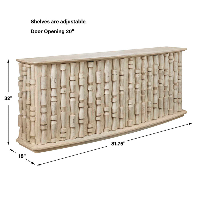 Spindle - 4 Door Cabinet - Woodtone