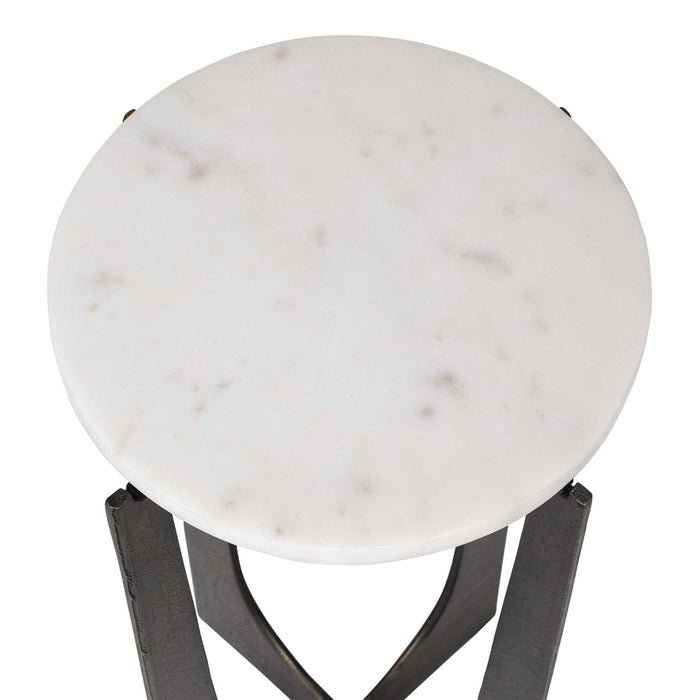 Accent Table - Brass Bronze / White