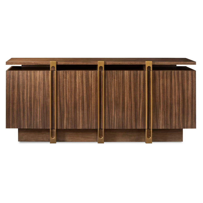 International - 4 Door Cabinet - Woodtone / Brass