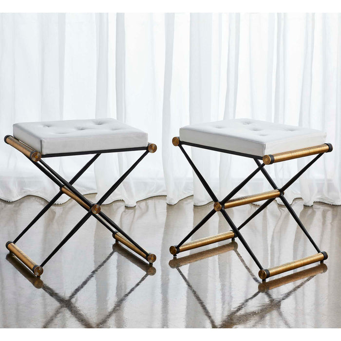 X Marks The Spot - Small Bench - Black / Brass / White
