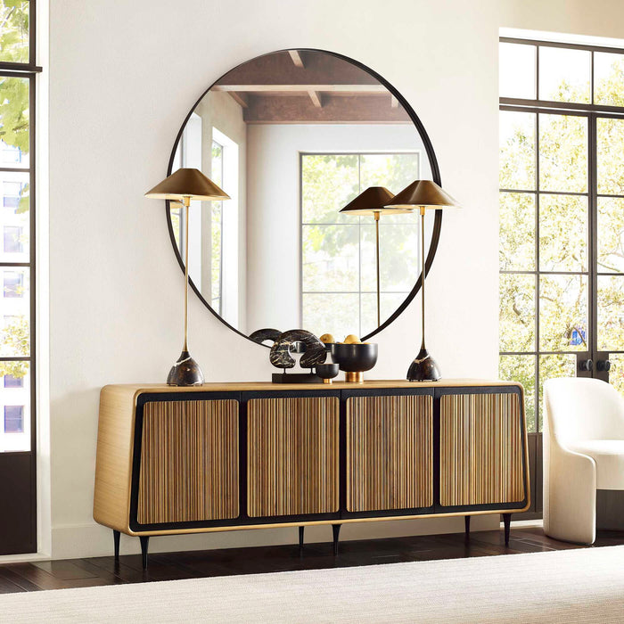 Striation - 4 Door Cabinet - Black / Woodtone