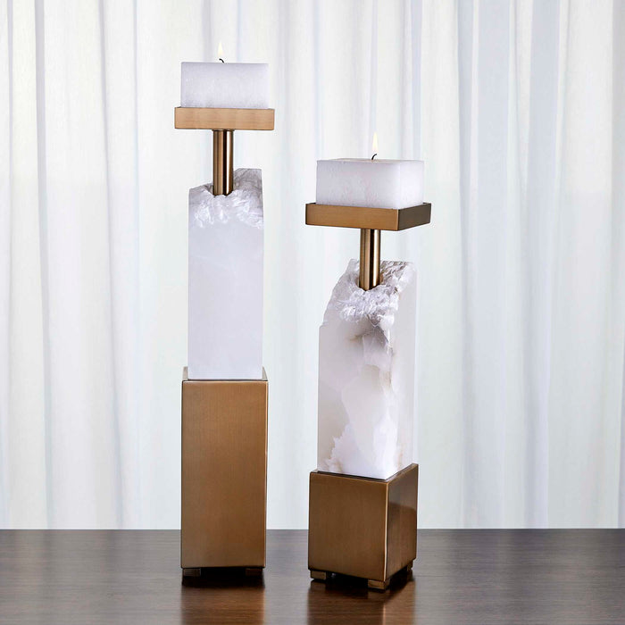 Ebena - Candleholders (Set of 2) - Brass / Gold / White