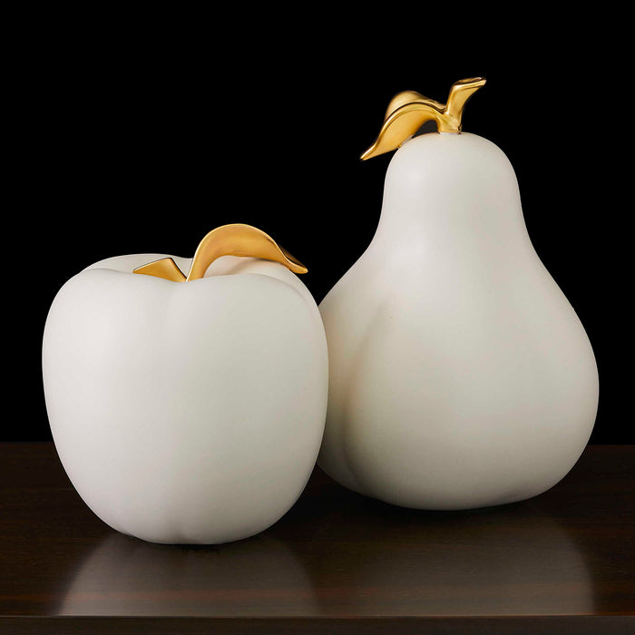 Apple And Pear - Sculptures (Set of 2) - Gold / White