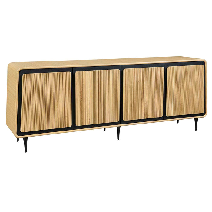 Striation - 4 Door Cabinet - Black / Woodtone